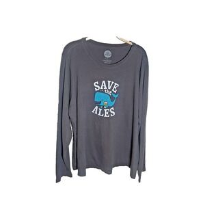 Life is Good Men's Save The Ales Crusher Tee T-Shirt Beer Whale Gray LS XXXL
